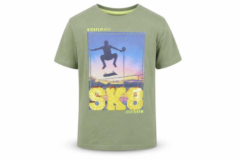 Marks and Spencer Boys Green Skateboard T-Shirt 11-12 Years