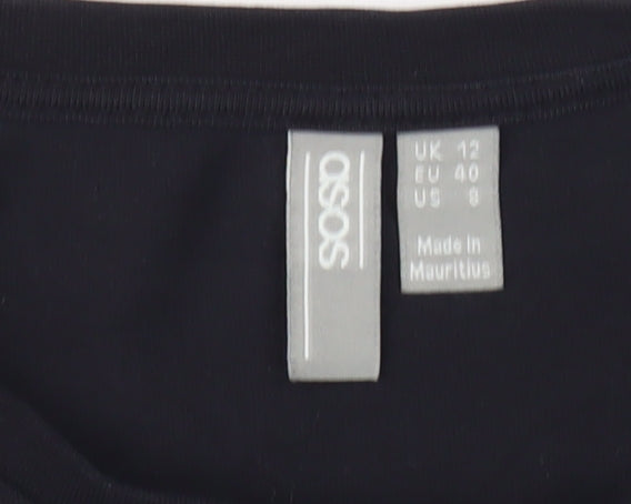 ASOS Women's Black Long Sleeve Crew Neck Top Size 12