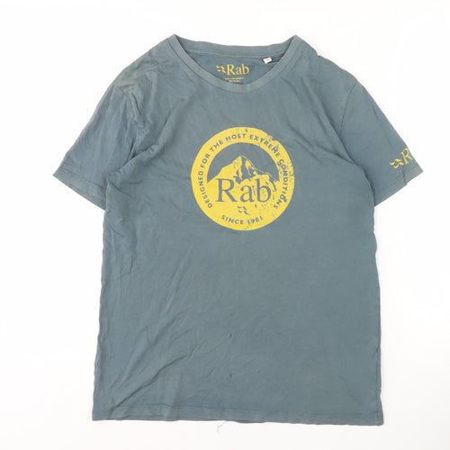 Rab Men's Blue Graphic Cotton T-Shirt Size S