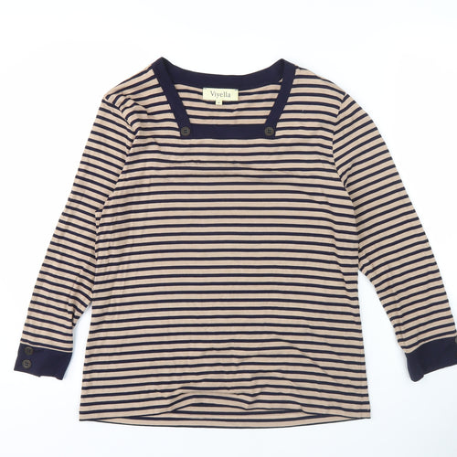 Viyella Women's Striped T-Shirt Beige M