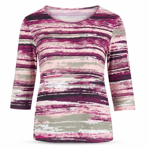 Damart Women's Multicoloured Striped T-Shirt, S, 3/4 Sleeve