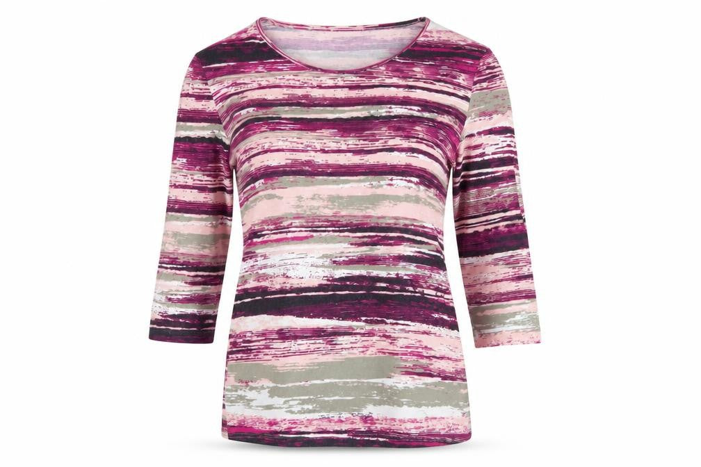 Damart Women's Multicoloured Striped T-Shirt, S, 3/4 Sleeve