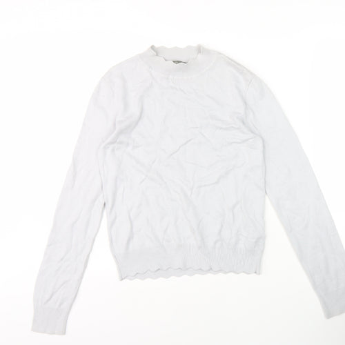 Oasis Women's White Pullover Jumper High Neck S