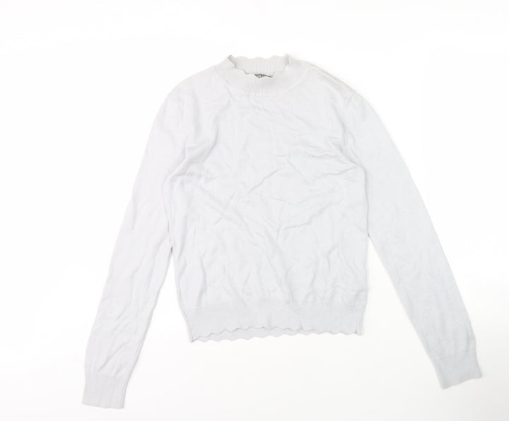 Oasis Women's White Pullover Jumper High Neck S