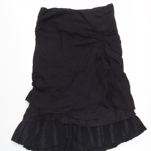 Next Women's Black Layered Cotton Skirt, Size 10