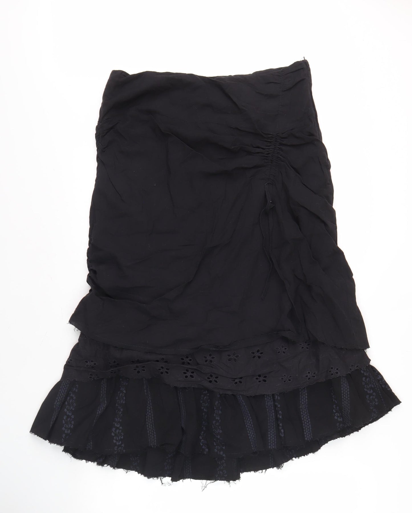 Next Women's Black Layered Cotton Skirt, Size 10