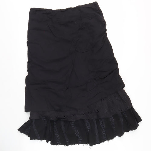 Next Women's Black Layered Cotton Skirt, Size 10