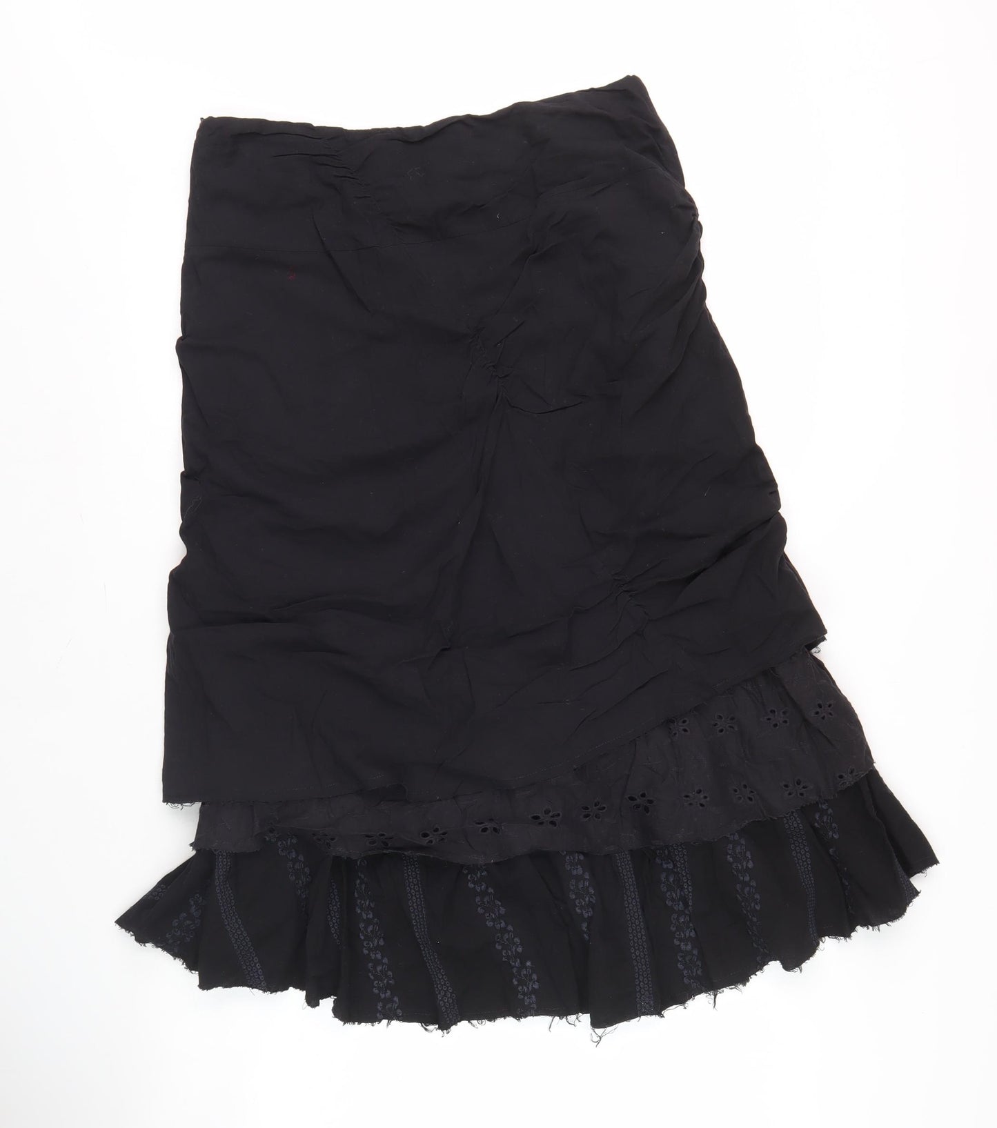 Next Women's Black Layered Cotton Skirt, Size 10