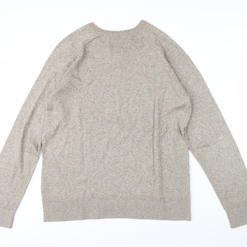 American Eagle Men's Beige V-Neck Pullover Jumper S