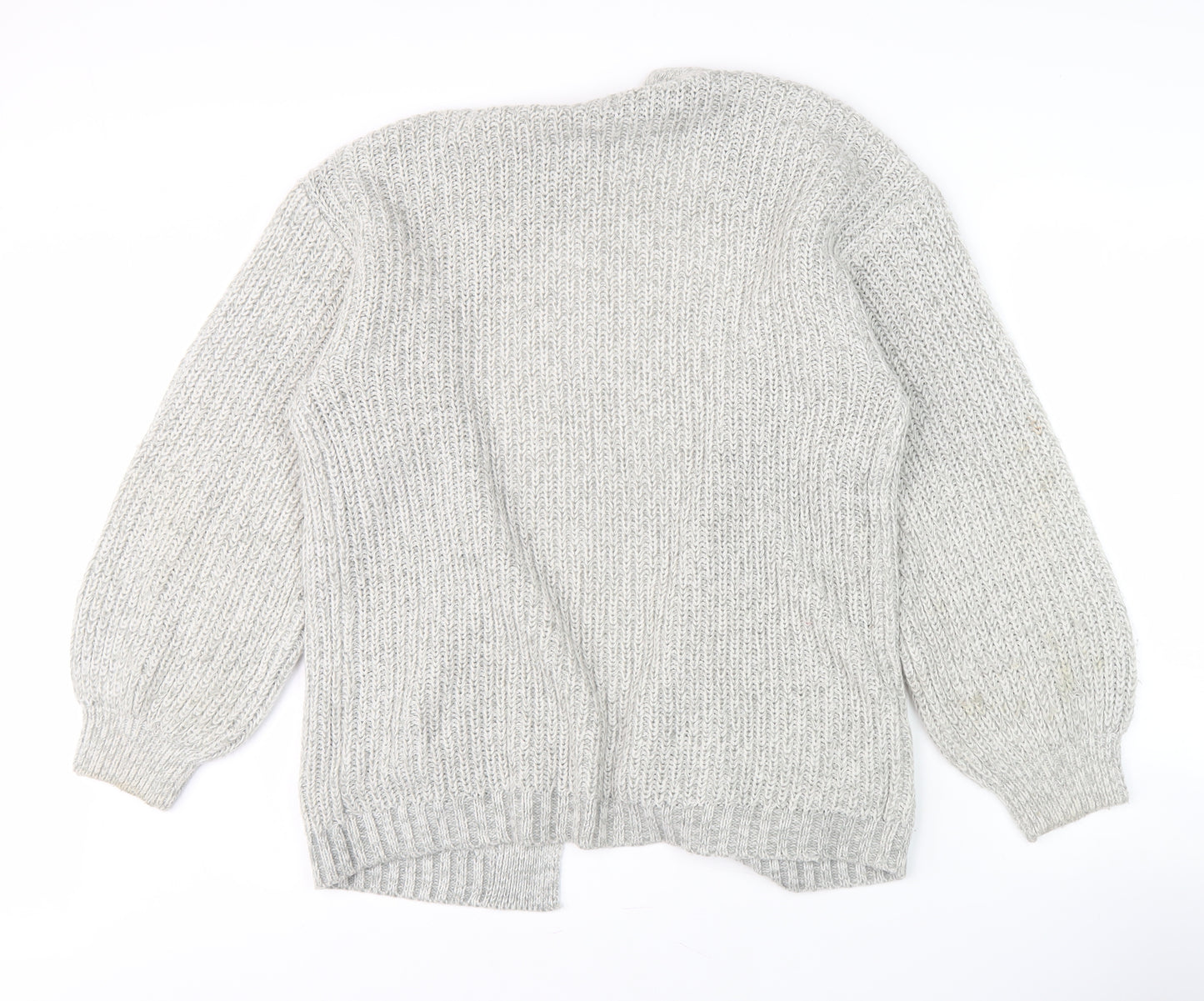 New Look Women's Grey Chunky Knit Open Front Cardigan M