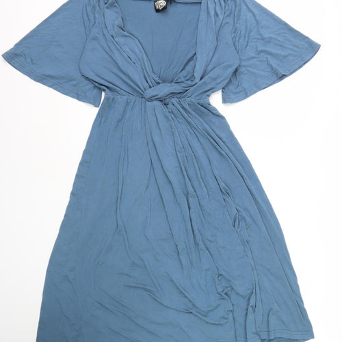 Nancy Dee Women's Blue Flutter Sleeve Dress