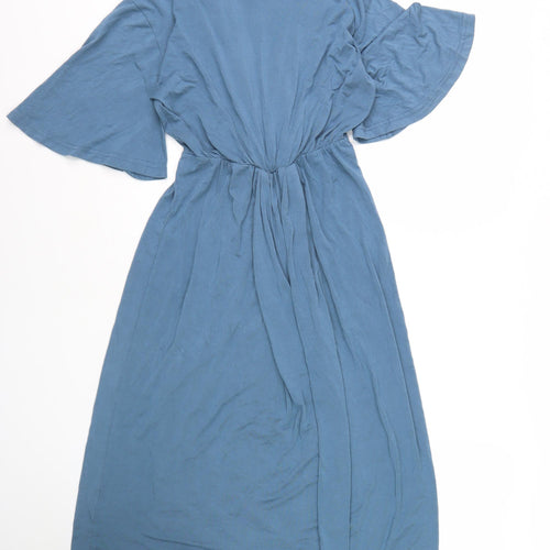 Nancy Dee Women's Blue Flutter Sleeve Dress