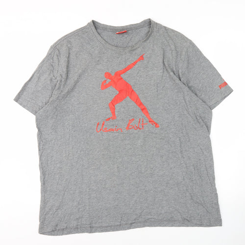 Puma Usain Bolt Grey Men's XL Sports T-Shirt