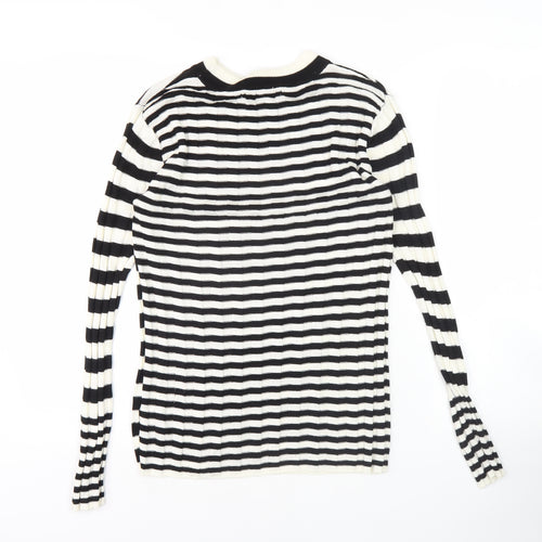 Next Women's Black Striped Pullover Size 12 Crew Neck