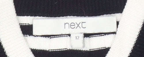 Next Women's Black Striped Pullover Size 12 Crew Neck