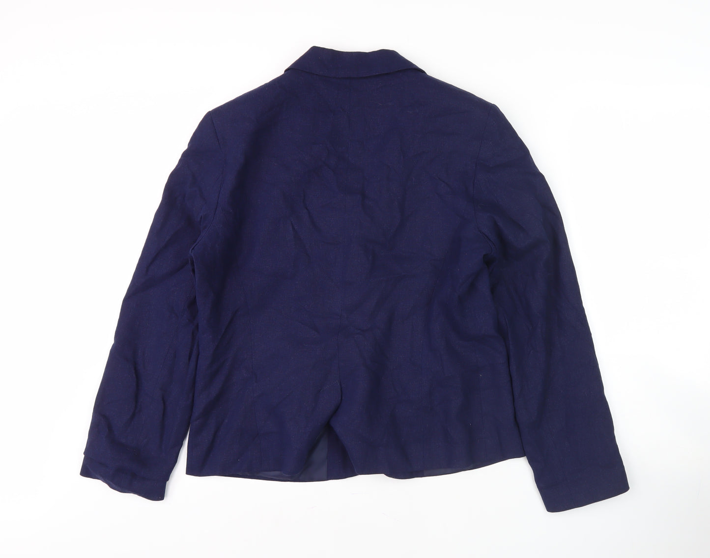 Classic Women's Blue Linen Blend Blazer - Size 14, Classic Fit