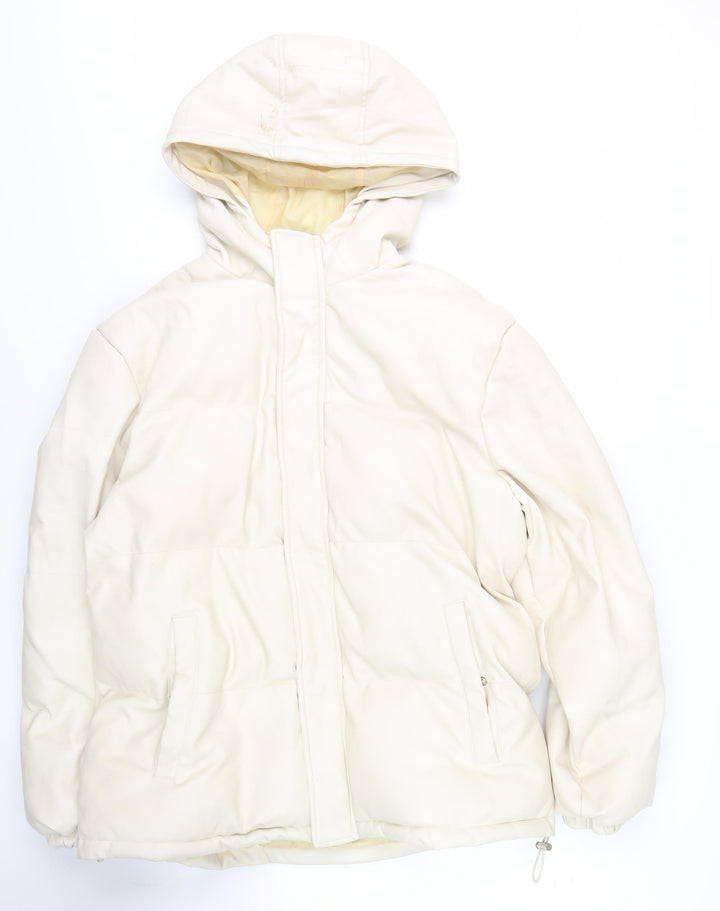 PrettyLittleThing Women's Ivory Puffer Jacket UK 12