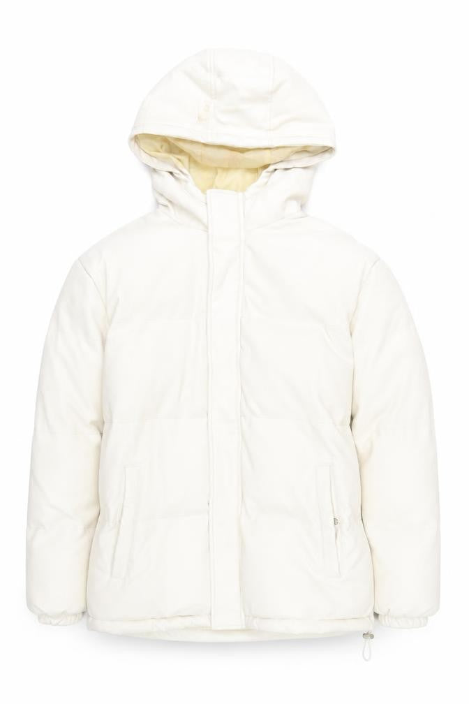 Front view of PRETTYLITTLETHING Women's Ivory Puffer Jacket UK 12