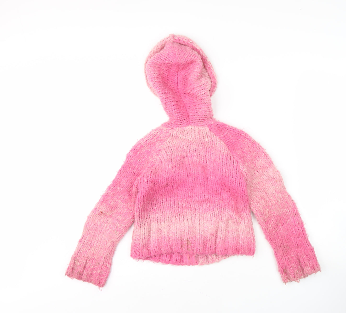 Cherokee Girls Pink Hooded Cardigan 5-6 Years Acrylic Wool