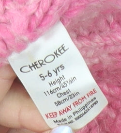 Cherokee Girls Pink Hooded Cardigan 5-6 Years Acrylic Wool