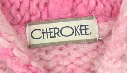 Cherokee Girls Pink Hooded Cardigan 5-6 Years Acrylic Wool
