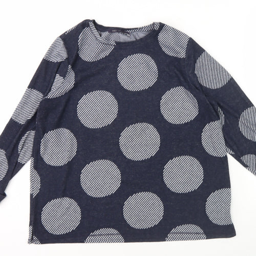 Marks and Spencer Women's Blue Polka Dot Top, Size 16