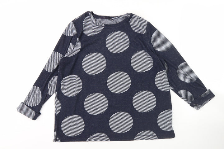 Marks and Spencer Women's Blue Polka Dot Top, Size 16