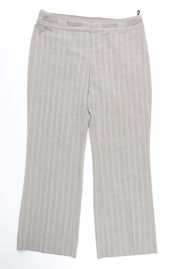 Marks and Spencer Women Beige Striped Trousers Size 16