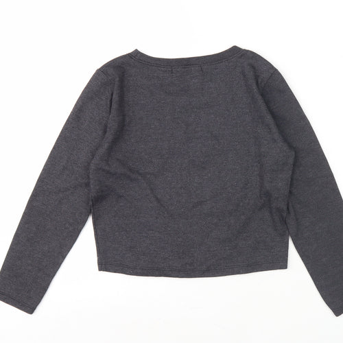 Zara Women's Grey Round Neck Long Sleeve T-Shirt