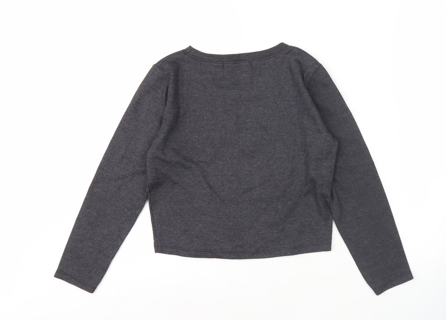 Zara Women's Grey Round Neck Long Sleeve T-Shirt