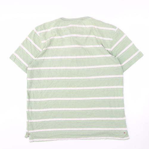 Fat Face Men's Green Striped Henley T-Shirt L
