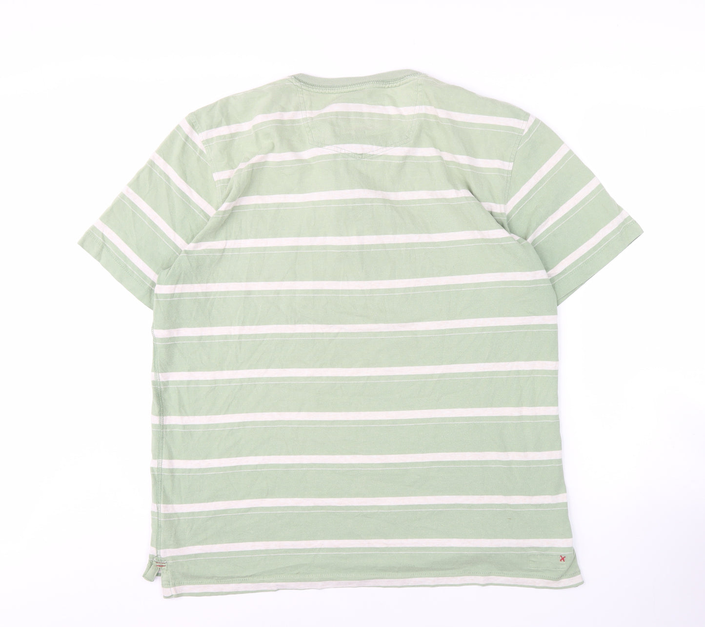 Fat Face Men's Green Striped Henley T-Shirt L