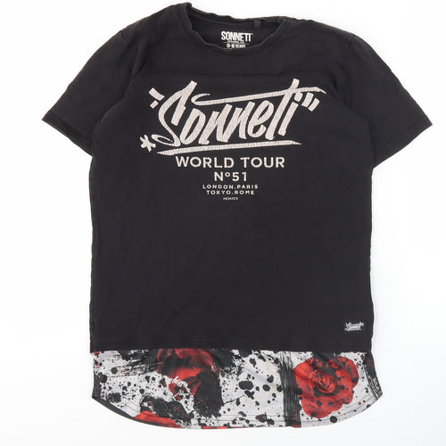 Sonneti Boys Black Graphic T-Shirt 13-14 Yrs - Short Sleeve, Logo
