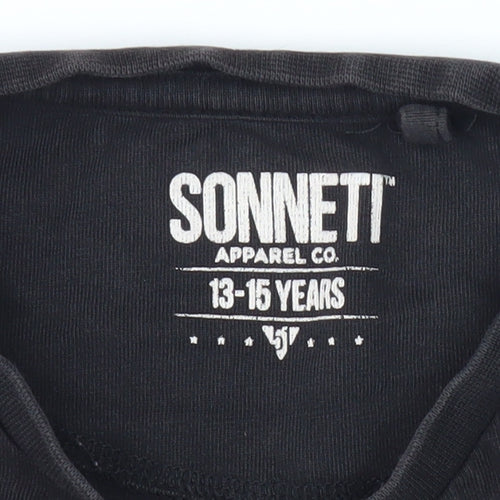 Sonneti Boys Black Graphic T-Shirt 13-14 Yrs - Short Sleeve, Logo