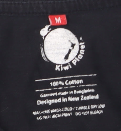 Kiwi Planet Men's Black M Graphic Print T-Shirt