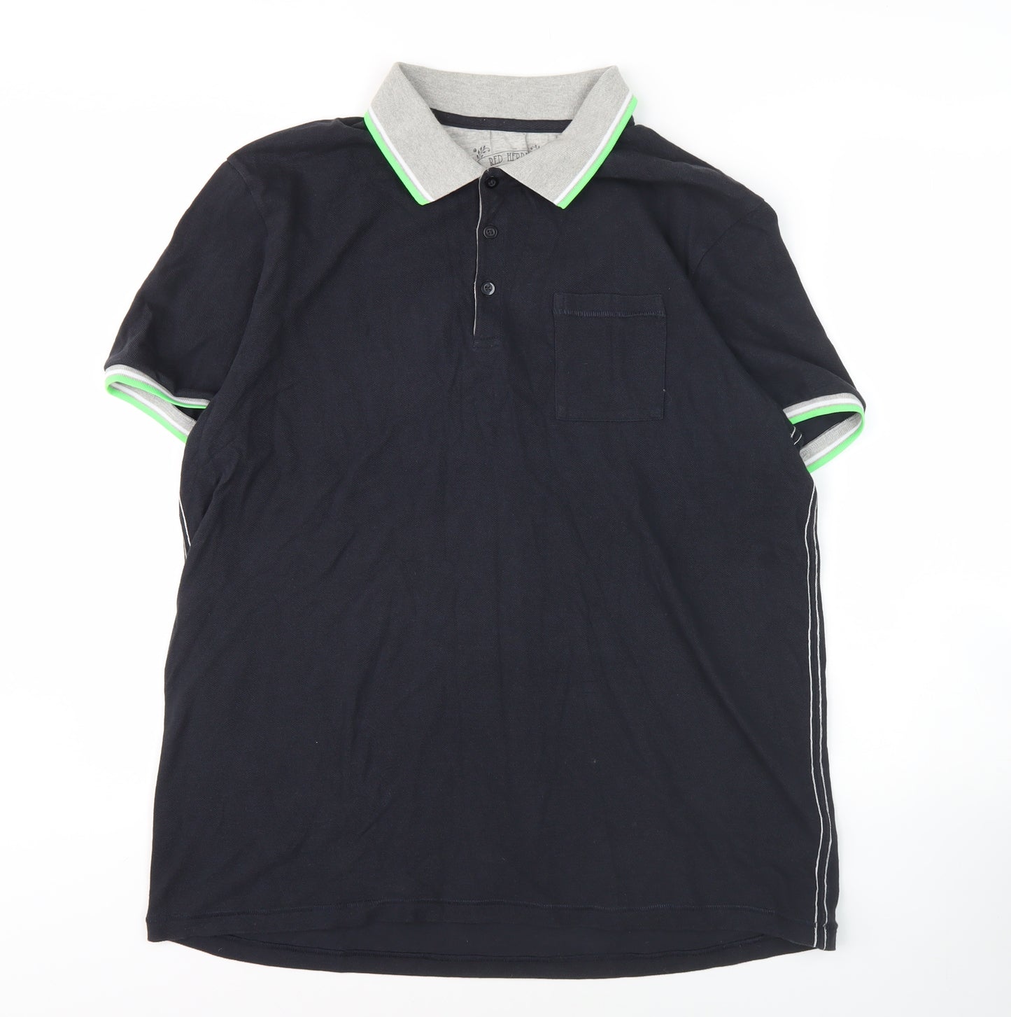Red Herring Men's Black XL Polo Shirt, Short Sleeve