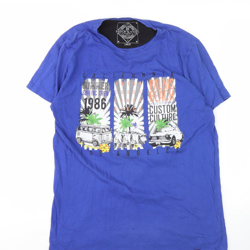 Maison Blaggio Men's Blue Large Graphic T-Shirt