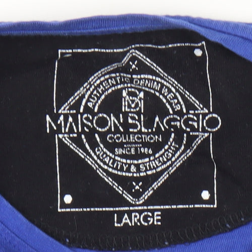 Maison Blaggio Men's Blue Large Graphic T-Shirt