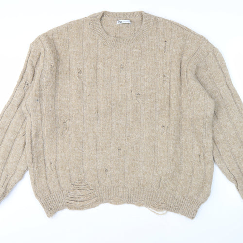 Zara Women Beige Pullover Jumper Size 16