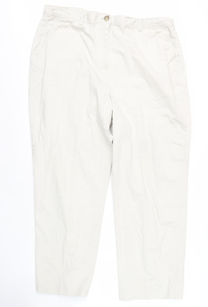 Lands' End Men's Ivory Straight Trousers Size 18