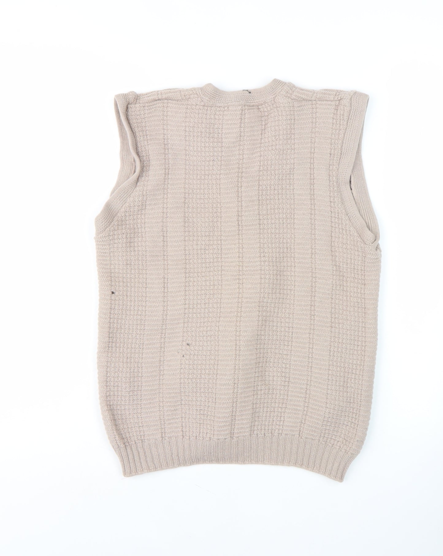 HG Men's Beige Wool Vest Medium V-Neck Knit Sleeveless