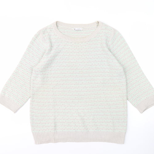 BHS Women’s Grey Open-Knit Pullover Jumper, Size 16