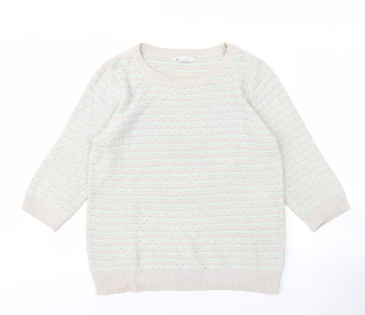 BHS Women’s Grey Open-Knit Pullover Jumper, Size 16