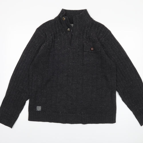 Kensington Dockside Men's Black XL Henley Jumper