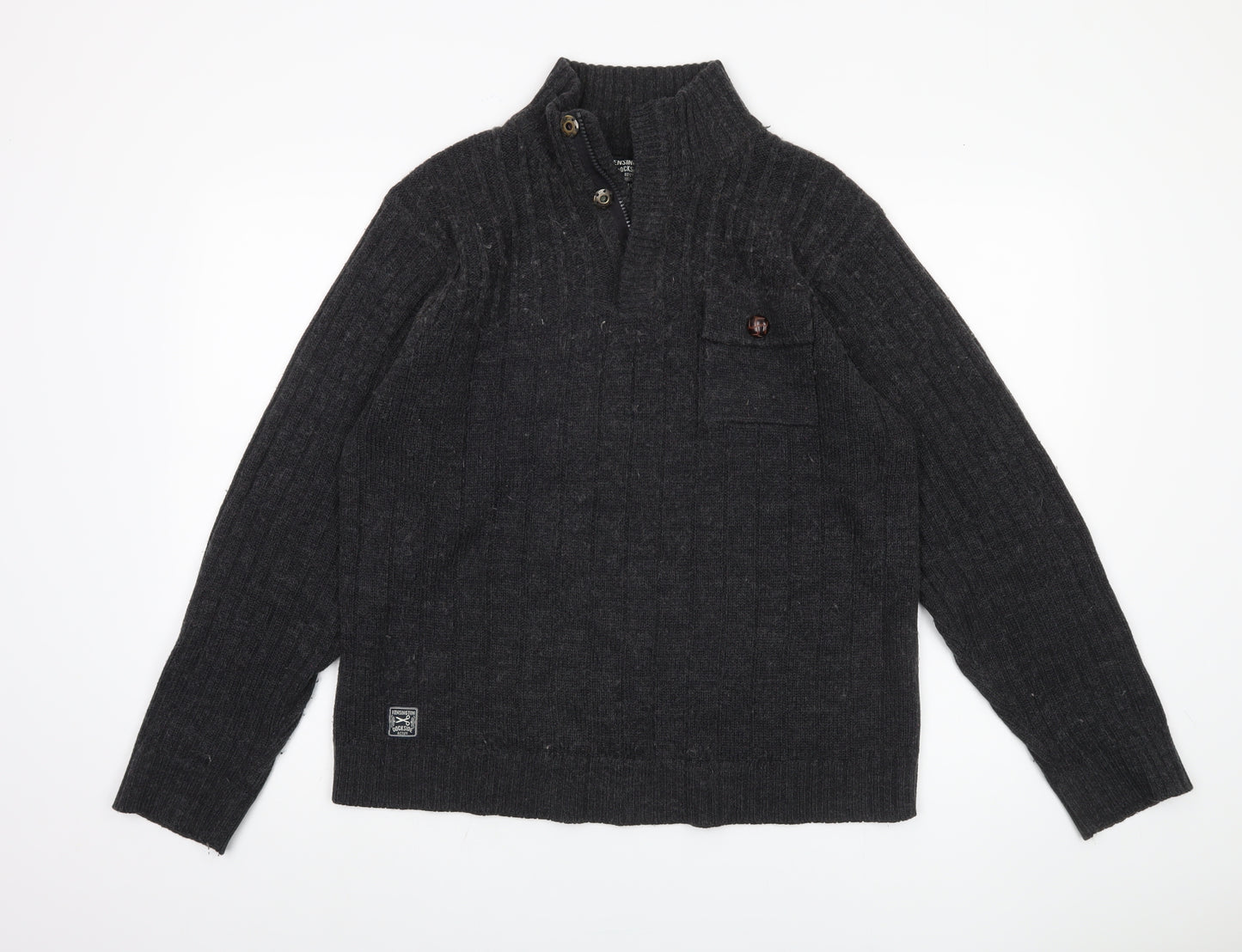 Kensington Dockside Men's Black XL Henley Jumper
