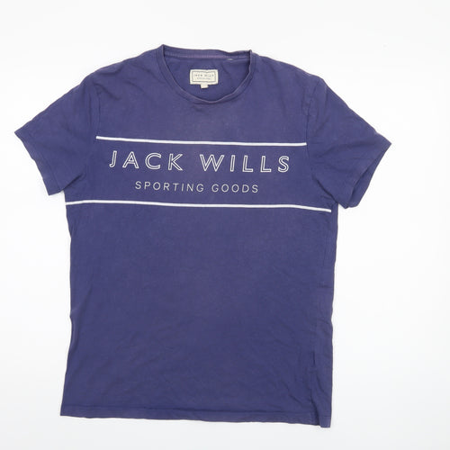 Jack Wills Men's Blue Cotton Crew Neck T-Shirt, Size S