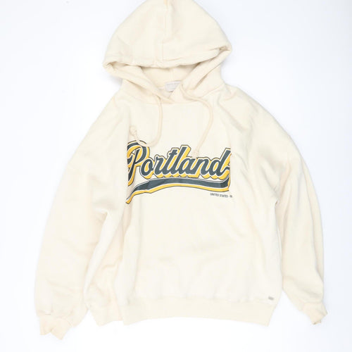 Pull&Bear Beige Teen Hoodie, Size 12, Graphic Design