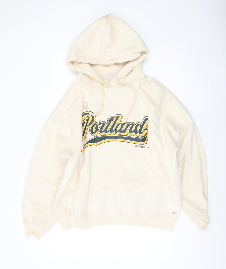 Pull&Bear Beige Teen Hoodie, Size 12, Graphic Design