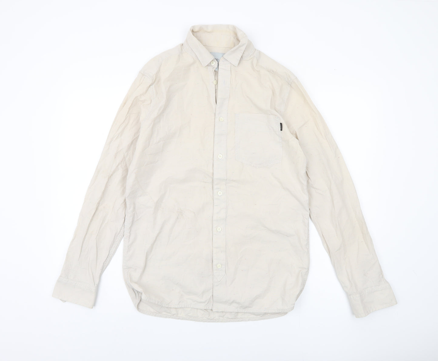WeSC Men's Beige Long Sleeve Button-Up Shirt S