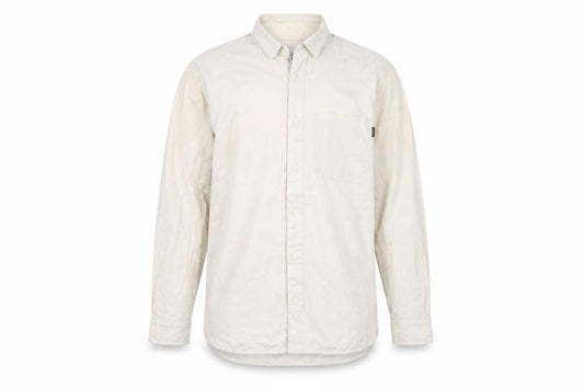 Front view of WeSC Men's Beige Long Sleeve Button-Up Shirt S